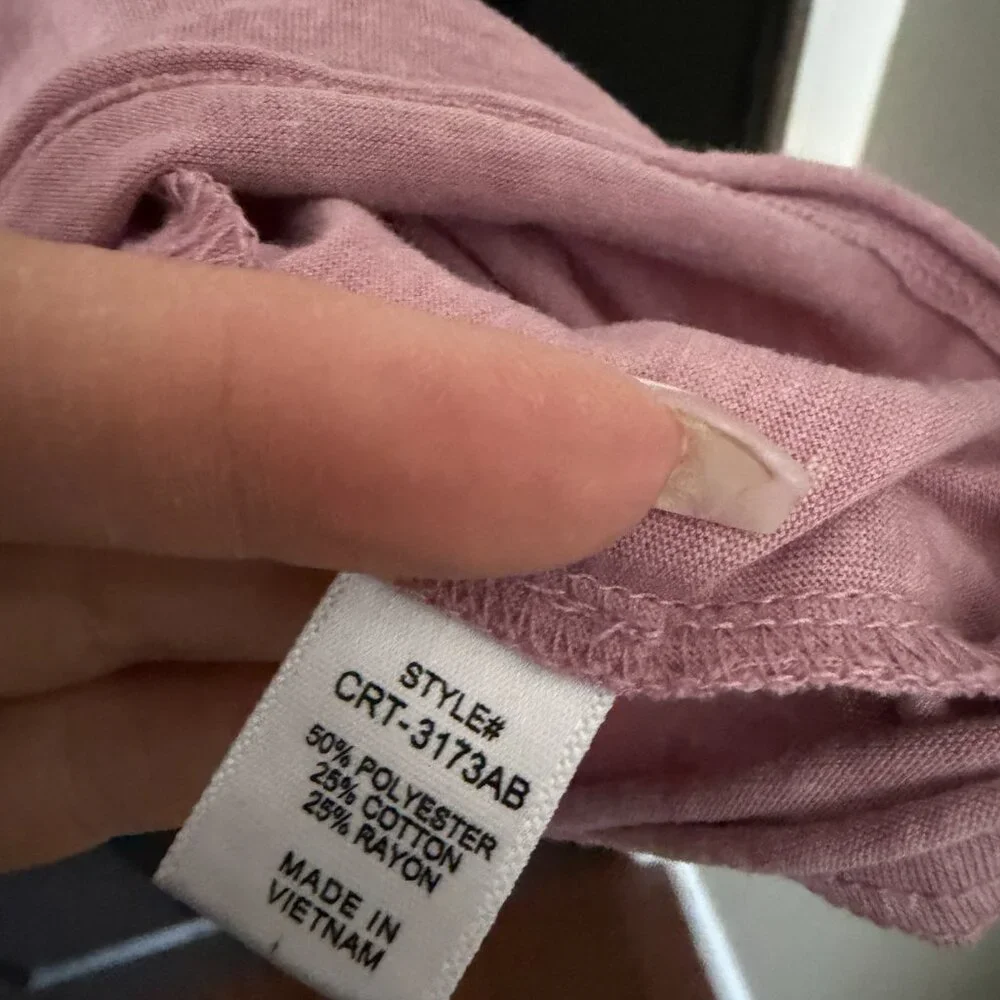 Womens Oversized Zenana Pocket Tee Shirt Pink Small - Picture 3 of 4